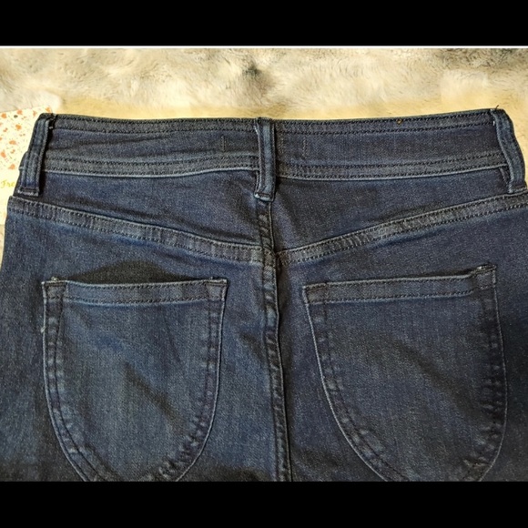 Free People | Dark Denim Raw Hem Biker Jean Shorts | Trendy Mom Bottoms | 26 NWT - Picture 7 of 10